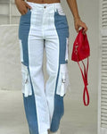 Calça Pantalona Cargo Bicolor