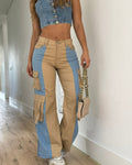 Calça Pantalona Cargo Bicolor