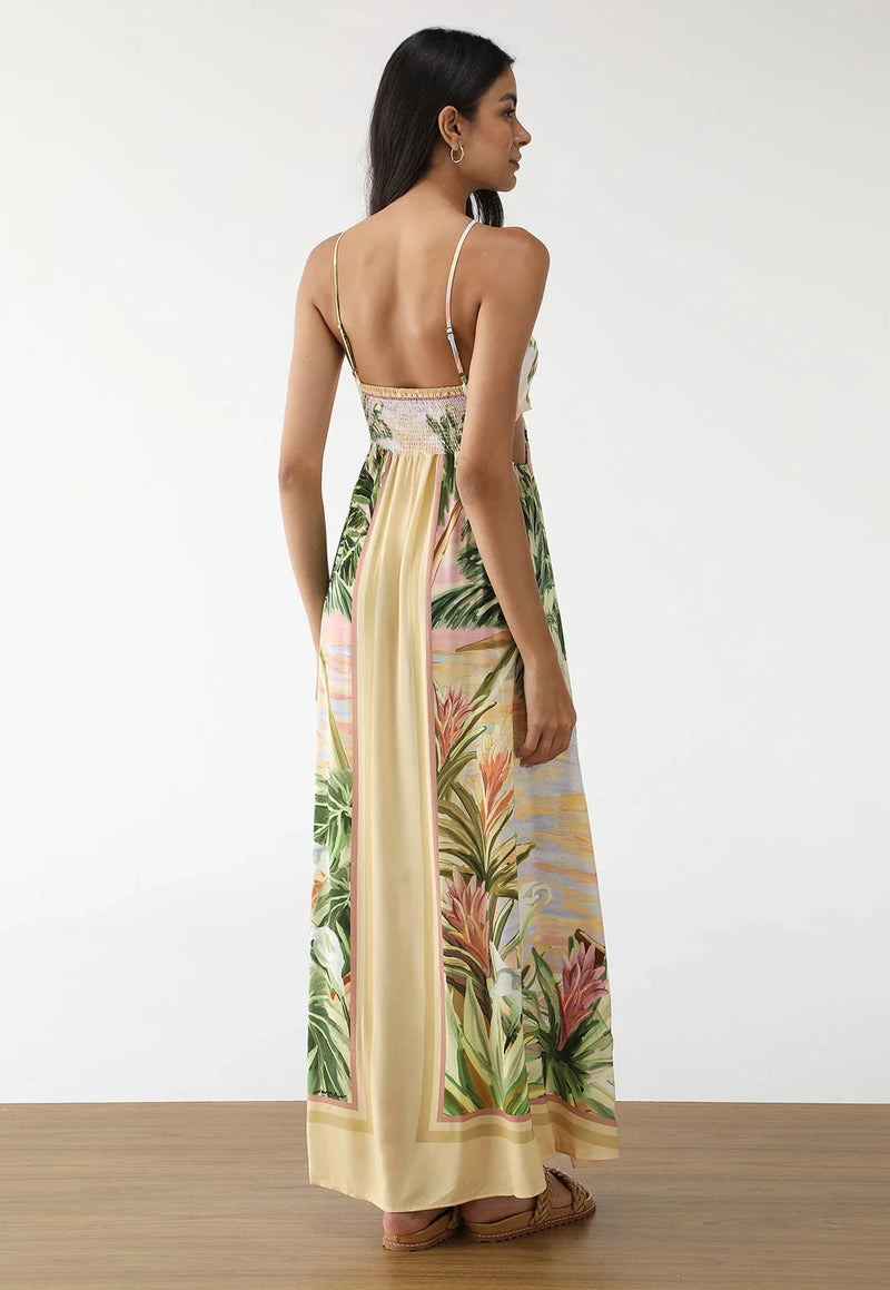 Vestido Longo Pintura Tropical