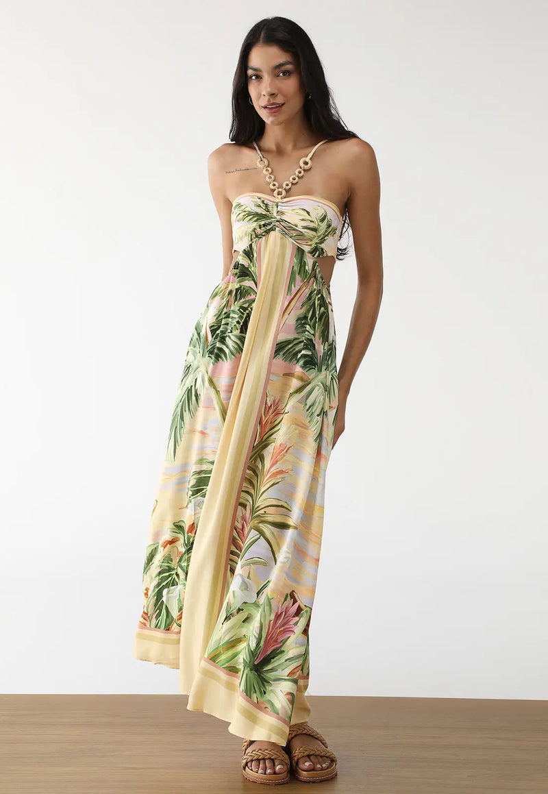 Vestido Longo Pintura Tropical