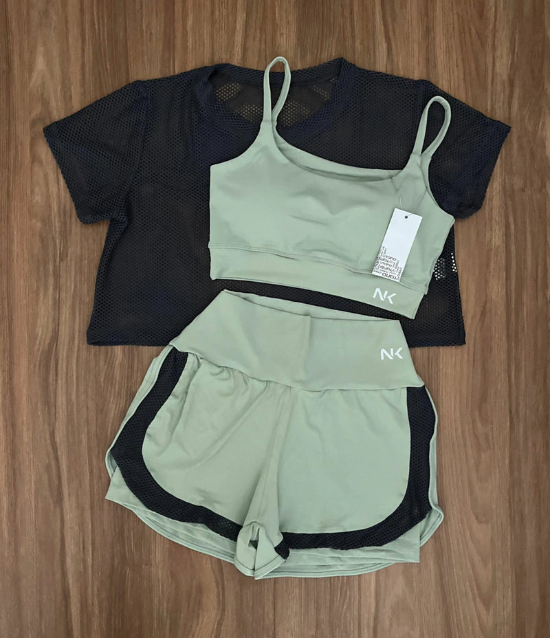 Trio Conjunto 3 Peças Short Duplo